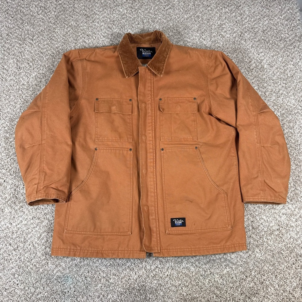 Walls Blizzard Pruf Jacket Mens L Brown Corduroy Collar Barn Coat Canvas Work